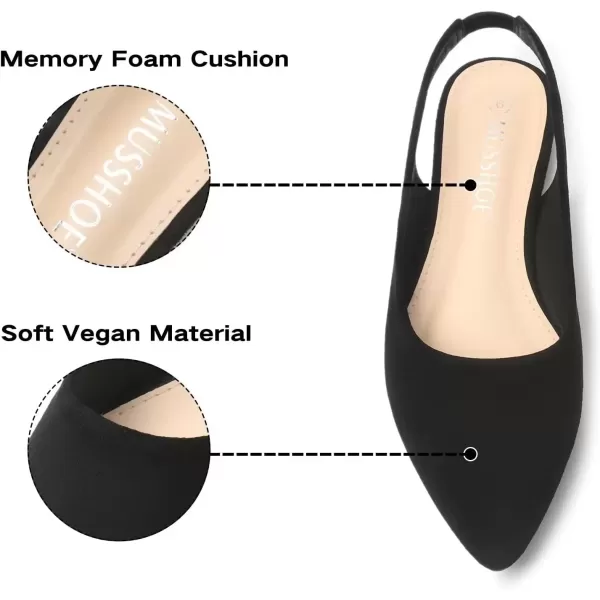 imageMUSSHOE Flats Shoes Women Slingback Pointed Toe Comfort Womens FlatsBlack1 9