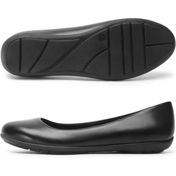 imageMUSSHOE Flats Shoes for Women Dressy Comfortable Slipon Flats for Women Round ToeBlack Pu 1