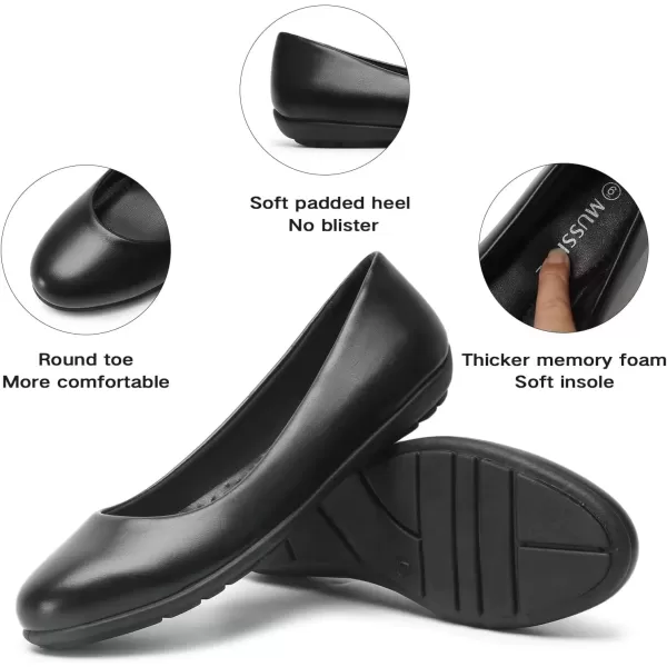 imageMUSSHOE Flats Shoes for Women Dressy Comfortable Slipon Flats for Women Round ToeBlack Pu 1
