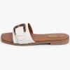 imageMUSSHOE Fashion Flat Summer Sandals for Women 2024Comfortable Leather Slides Dressy Beach Footwear Cute Memory Foam Mules Braided Open Toe DesignSize 511White2