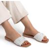 imageMUSSHOE Fashion Flat Summer Sandals for Women 2024Comfortable Leather Slides Dressy Beach Footwear Cute Memory Foam Mules Braided Open Toe DesignSize 511White1