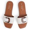 imageMUSSHOE Fashion Flat Summer Sandals for Women 2024Comfortable Leather Slides Dressy Beach Footwear Cute Memory Foam Mules Braided Open Toe DesignSize 511White2