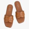 imageMUSSHOE Fashion Flat Summer Sandals for Women 2024Comfortable Leather Slides Dressy Beach Footwear Cute Memory Foam Mules Braided Open Toe DesignSize 511Tan1