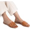 imageMUSSHOE Fashion Flat Summer Sandals for Women 2024Comfortable Leather Slides Dressy Beach Footwear Cute Memory Foam Mules Braided Open Toe DesignSize 511Tan1