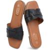 imageMUSSHOE Fashion Flat Summer Sandals for Women 2024Comfortable Leather Slides Dressy Beach Footwear Cute Memory Foam Mules Braided Open Toe DesignSize 511Black1