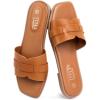 imageMUSSHOE Fashion Flat Summer Sandals for Women 2024Comfortable Leather Slides Dressy Beach Footwear Cute Memory Foam Mules Braided Open Toe DesignSize 511Tan1