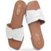 imageMUSSHOE Fashion Flat Summer Sandals for Women 2024Comfortable Leather Slides Dressy Beach Footwear Cute Memory Foam Mules Braided Open Toe DesignSize 511White1