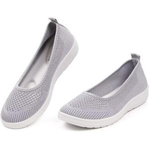 imageMUSSHOE Walking Shoes Women Breathe Mesh Slip On Sneakers Women Comfortable LightweightGrey Sliver