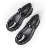 imageMUSSHOE Mary Jane Shoes Women Platform Chunky Flats for Women Buckle Strap Round Toe Shoes OxfordsBlack Patent