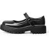 imageMUSSHOE Mary Jane Shoes Women Platform Chunky Flats for Women Buckle Strap Round Toe Shoes OxfordsBlack Patent