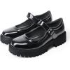 imageMUSSHOE Mary Jane Shoes Women Platform Chunky Flats for Women Buckle Strap Round Toe Shoes OxfordsBlack Patent
