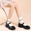 imageMUSSHOE Mary Jane Shoes Women Platform Chunky Flats for Women Buckle Strap Round Toe Shoes OxfordsBlack Patent