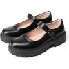 imageMUSSHOE Mary Jane Shoes Women Platform Chunky Flats for Women Buckle Strap Round Toe Shoes OxfordsBlack Pu