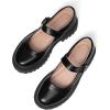 imageMUSSHOE Mary Jane Shoes Women Platform Chunky Flats for Women Buckle Strap Round Toe Shoes OxfordsBlack Pu