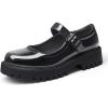 imageMUSSHOE Mary Jane Shoes Women Platform Chunky Flats for Women Buckle Strap Round Toe Shoes OxfordsBlack Patent