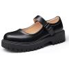 imageMUSSHOE Mary Jane Shoes Women Platform Chunky Flats for Women Buckle Strap Round Toe Shoes OxfordsBlack Pu