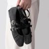 imageWomens Mary Jane Flats Round Toe Comfortable Cross Strap Flats Dressy Ballet Flats Shoes Vintage Shoes with Ankle StrapBlack