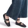 imageWomens Mary Jane Flats Round Toe Comfortable Cross Strap Flats Dressy Ballet Flats Shoes Vintage Shoes with Ankle StrapBlack
