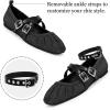 imageWomens Mary Jane Flats Round Toe Comfortable Cross Strap Flats Dressy Ballet Flats Shoes Vintage Shoes with Ankle StrapBlack