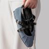 imageWomens Mary Jane Flats Round Toe Comfortable Cross Strap Flats Dressy Ballet Flats Shoes Vintage Shoes with Ankle StrapBlue