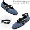 imageWomens Mary Jane Flats Round Toe Comfortable Cross Strap Flats Dressy Ballet Flats Shoes Vintage Shoes with Ankle StrapBlue