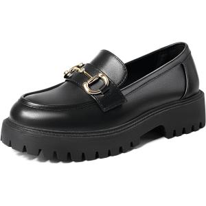 imageMUSSHOE Loafers for Women Platform Chunky Comfortable SlipOn Womens Loafers Fashion Business Work Dressy Casual ShoesBlack Pu