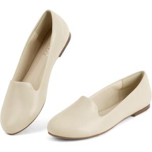 imageUSSHOE Flats Shoes for Women Slip on Round Toe Comfortable Womens Flats Ballet Flats Shoes LoafersBeige Pu