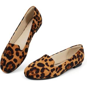 imageUSSHOE Flats Shoes for Women Slip on Round Toe Comfortable Womens Flats Ballet Flats Shoes LoafersLeopard Bf2