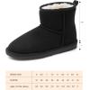 imageMUSSHOE Winter Boots for Women Classic Snow Boots Comfortable Cow Suede Leather Slip on Booties Fur Lined Warm Boots WaterproofBlack Short