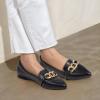 imageMUSSHOE Womens Loafers Comfortable Fashion Chain Flats Shoes for WomenBlack Pu