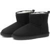 imageMUSSHOE Winter Boots for Women Classic Snow Boots Comfortable Cow Suede Leather Slip on Booties Fur Lined Warm Boots WaterproofBlack Short