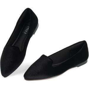 imageMUSSHOE Flat Shoes Women Comfortable Slip on Womens FlatsBlack