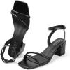 imageMUSSHOE Block Heeled Prom Heels Sandals for Women Chunky Square Open Toe Strappy High Heels Ankle Buckle Sandals Party Wedding Bridal Dress ShoesBlack