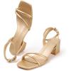 imageMUSSHOE Block Heeled Prom Heels Sandals for Women Chunky Square Open Toe Strappy High Heels Ankle Buckle Sandals Party Wedding Bridal Dress ShoesGold
