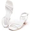 imageMUSSHOE Block Heeled Prom Heels Sandals for Women Chunky Square Open Toe Strappy High Heels Ankle Buckle Sandals Party Wedding Bridal Dress ShoesWhite