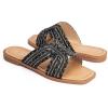 imageMUSSHOE Womens Flat Sandals Comfortable Slip On Dressy Open Square Toe Slides Sandals for SummerBlack