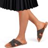 imageMUSSHOE Womens Flat Sandals Comfortable Slip On Dressy Open Square Toe Slides Sandals for SummerBlack