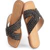 imageMUSSHOE Womens Flat Sandals Comfortable Slip On Dressy Open Square Toe Slides Sandals for SummerBlack