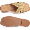 imageMUSSHOE Womens Flat Sandals Comfortable Slip On Dressy Open Square Toe Slides Sandals for SummerBrown