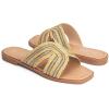 imageMUSSHOE Womens Flat Sandals Comfortable Slip On Dressy Open Square Toe Slides Sandals for SummerBrown