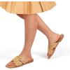 imageMUSSHOE Womens Flat Sandals Comfortable Slip On Dressy Open Square Toe Slides Sandals for SummerBrown