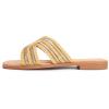 imageMUSSHOE Womens Flat Sandals Comfortable Slip On Dressy Open Square Toe Slides Sandals for SummerBrown