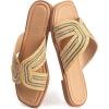 imageMUSSHOE Womens Flat Sandals Comfortable Slip On Dressy Open Square Toe Slides Sandals for SummerBrown