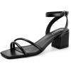 imageMUSSHOE Block Heeled Prom Heels Sandals for Women Chunky Square Open Toe Strappy High Heels Ankle Buckle Sandals Party Wedding Bridal Dress ShoesBlack