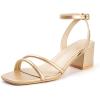 imageMUSSHOE Block Heeled Prom Heels Sandals for Women Chunky Square Open Toe Strappy High Heels Ankle Buckle Sandals Party Wedding Bridal Dress ShoesGold