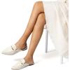 imageMUSSHOE Mules for Woman Pointed Toe Womens Bukle Mule Flat Slipon Womens Mules Shoes Casual Fashion Party WorkBeige Pu