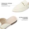imageMUSSHOE Mules for Woman Pointed Toe Womens Bukle Mule Flat Slipon Womens Mules Shoes Casual Fashion Party WorkBeige Pu