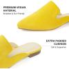 imageMUSSHOE Mules for Women Flats Comfortable Pointed Toe Women MulesYellow Suede