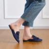 imageMUSSHOE Women Mules Pointed Toe Flats  Comfortable Slip on Work Loafers for Professional Woman Aged 2540 Casual Classic Dressy 2025Navy Suede