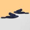 imageMUSSHOE Women Mules Pointed Toe Flats  Comfortable Slip on Work Loafers for Professional Woman Aged 2540 Casual Classic Dressy 2025Navy Suede